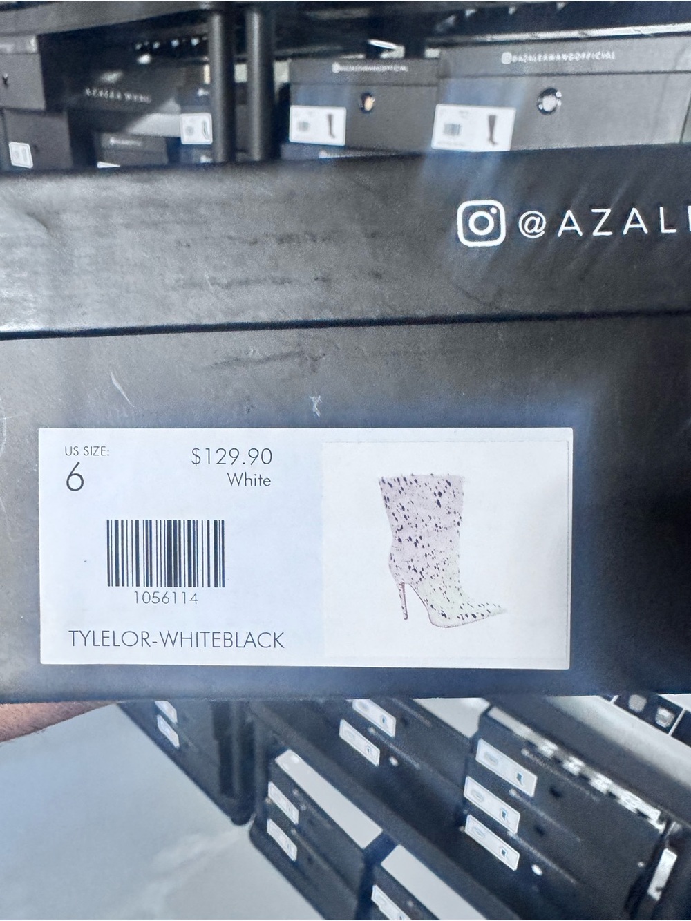 Azalea Wang Tylelor Elegant Dalmatian Calf Hair Stiletto Boot Wht/Blk Size 6 NWT - Picture 5 of 5
